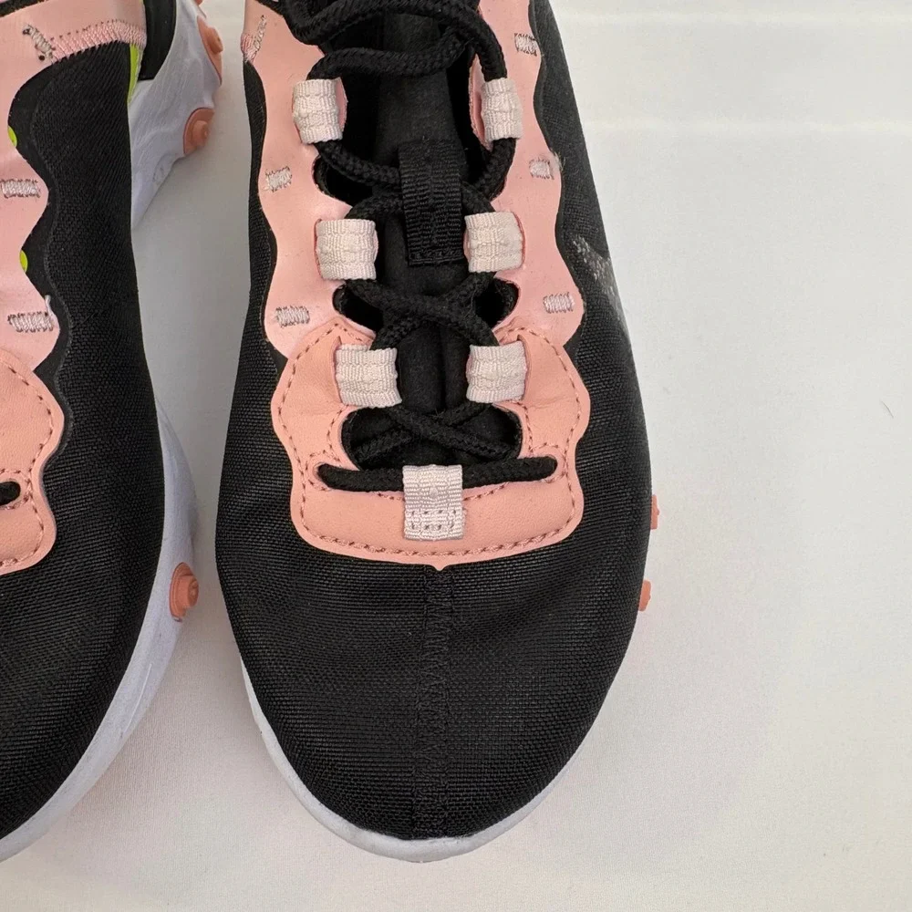 Nike React Element 55 Black‎ Volt Coral Stardust Sneakers CD6964-002 Womens 5